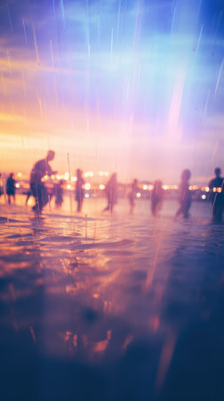 Blurred atmosphere of a beach party. Generative AIの素材