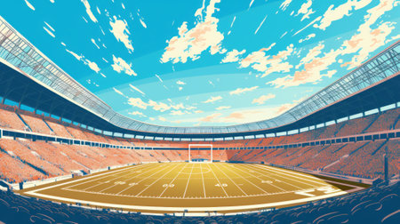 Football stadium in retro style. Generative AIの素材