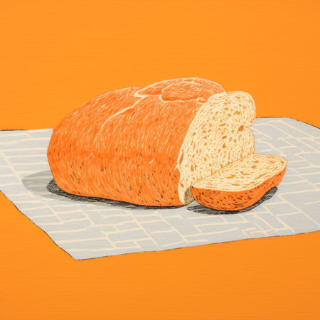 Bread on the table in retro style. Generative AIの素材