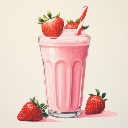 Strawberry cocktail retro style. Generative AIの素材