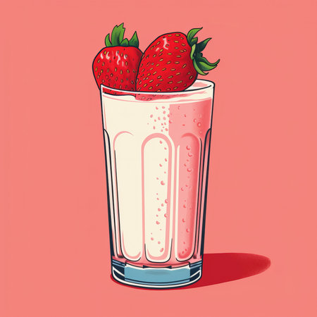 Strawberry cocktail retro style. Generative AIの素材