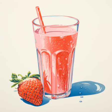 Strawberry cocktail retro style. Generative AIの素材