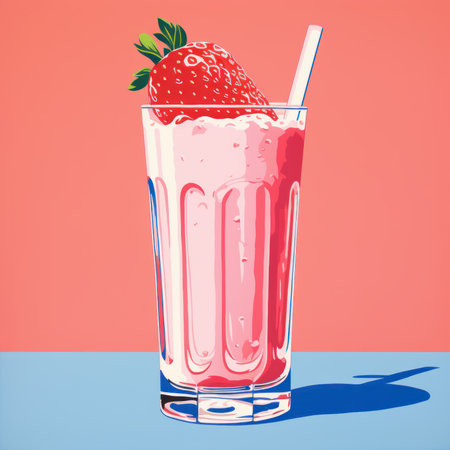 Strawberry cocktail retro style. Generative AIの素材