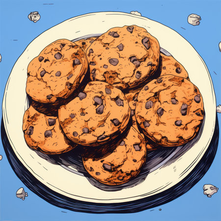 Chocolate cookies retro style. Generative AIの素材