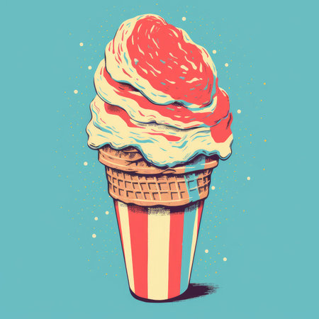Ice cream retro style. Generative AIの素材