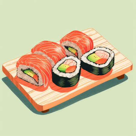 Sushi in retro style. Generative AIの素材