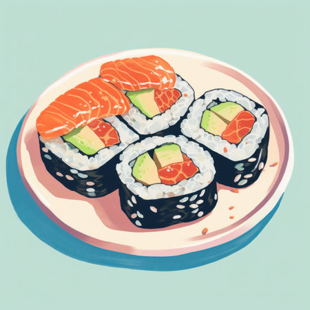 Sushi in retro style. Generative AIの素材