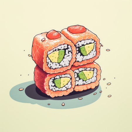 Sushi in retro style. Generative AIの素材