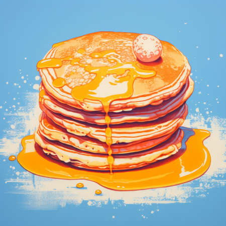 Pancakes in retro style. Generative AIの素材
