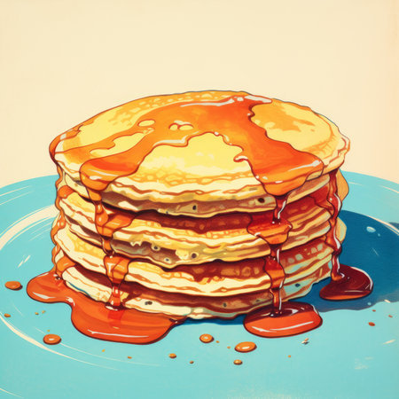 Pancakes in retro style. Generative AIの素材