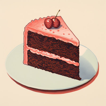 Chocolate cake in retro style. Generative AIの素材