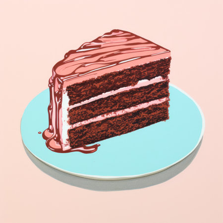 Chocolate cake in retro style. Generative AIの素材