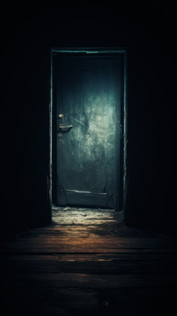 Open door in dark and mysterious style. Generative AIの素材