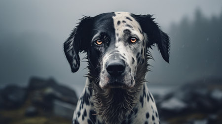 Dalmatian with a beautiful background. Generative AIの素材