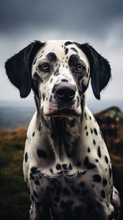 Dalmatian with a beautiful background. Generative AIの素材
