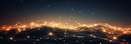 A network of interconnected lines surrounds the Earth's surface. Concept of global communication. Generative AIの素材