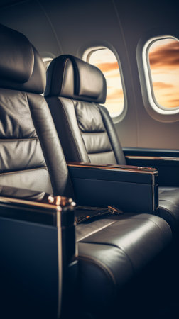 First class and business class seats with copy space. Generative AIの素材