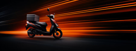 Motorcycle of the future for food delivery with copy space. Generative AIの素材