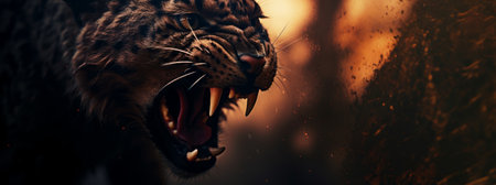 Roaring beast with copy space. Generative AIの素材
