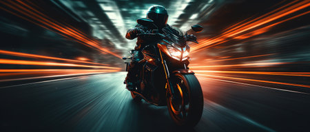 Cyberpunk motorbike with copy space. Generative AIの素材