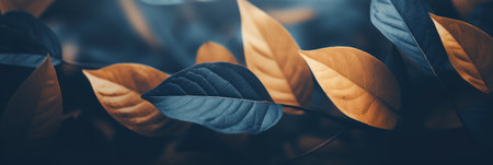 Leaves close-up in dark style. Generative AIの素材