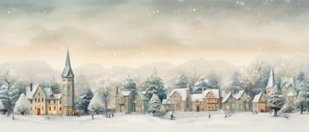 Christmas village in vintage style. Generative AIの素材