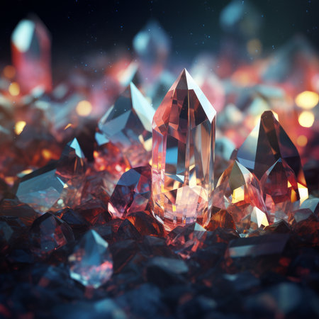 Crystalline background with glowing edges and reflections. Generative AIの素材