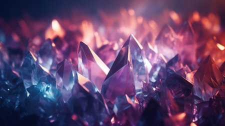 Crystalline background with glowing edges and reflections. Generative AIの素材