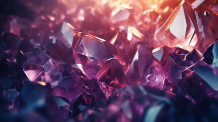 Crystalline background with glowing edges and reflections. Generative AIの素材
