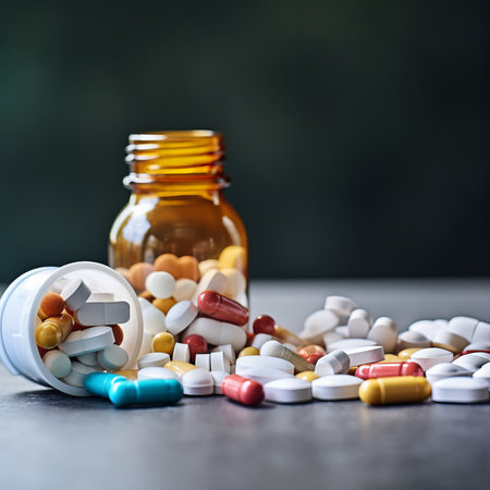 Tablets with a bottle. Generative AIの素材