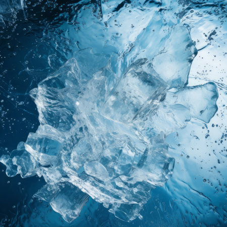 Water background with cracked ice surface. Generative AIの素材