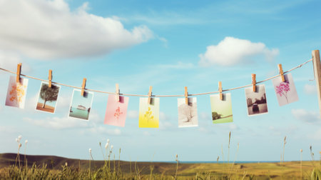 Photo of a palatine on a clothesline. Generative AIの素材