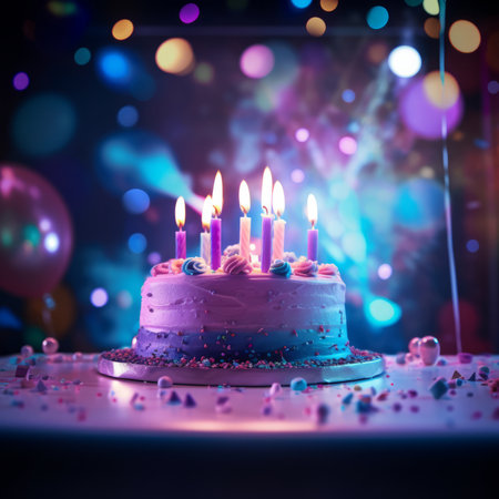 Birthday cake with blurred background. Generative AIの素材