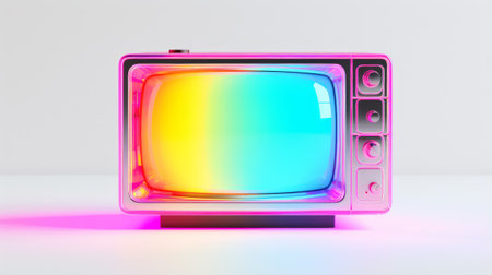 Bright neon TV. Generative AIの素材