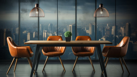 The interior of a modern room in a wooden style. Generative AIの素材