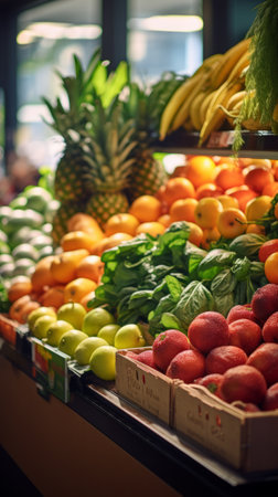 Fresh produce in a grocery store. Generative AIの素材