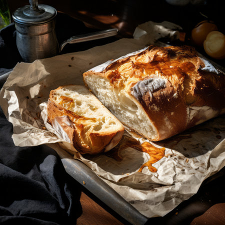 Rural fresh bread on the table. Fresh bread on the table. Generative AIの素材