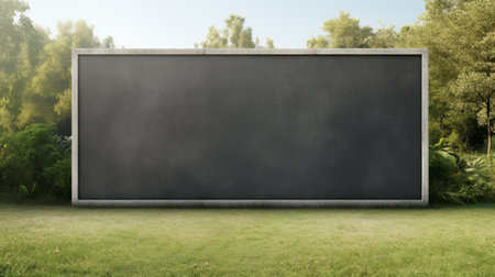 Big board with sunlight and grassの素材