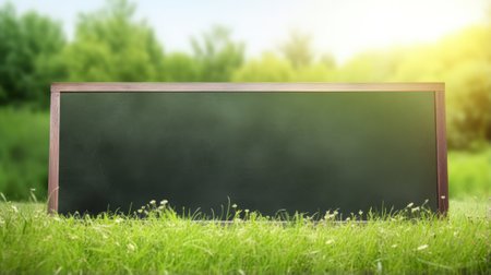 Big board with sunlight and grassの素材