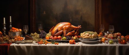 Thanksgiving with turkey.の素材