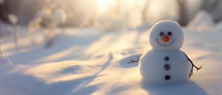Snowman in winter on a sunny dayの素材