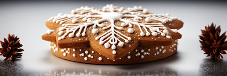 Christmas gingerbread cookies on a white backgroundの素材