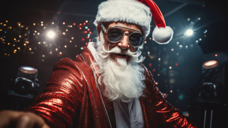 Christmas party in a night club with Santa Clausの素材