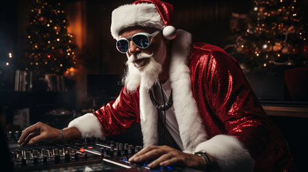 Christmas party in a night club with Santa Clausの素材