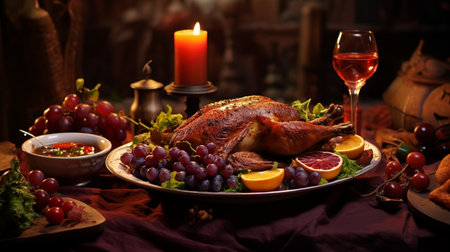 Thanksgiving Dinner with Crispy Roast Duckの素材