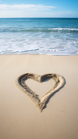 The sand forms a heart shape. Romantic atmosphereの素材