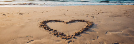 The sand forms a heart shape. Romantic atmosphereの素材