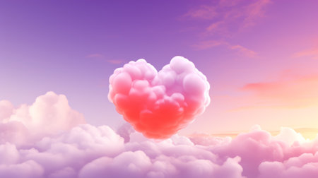 A heart on the background of a beautiful pink-purple sky. Concept of romance and loveの素材