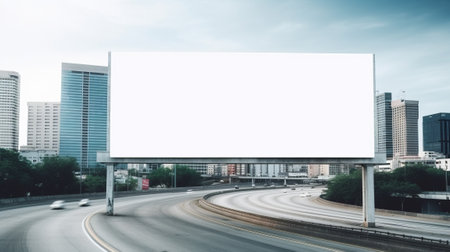 An empty billboard on a city highway. Blank billboard with copy spaceの素材