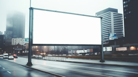 An empty billboard on a city highway. Blank billboard with copy spaceの素材